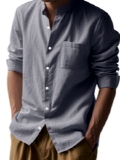 Men's Linen Blend Short Sleeve Shirt Lightweight Casual Summer Button Shirt - product detail view 8