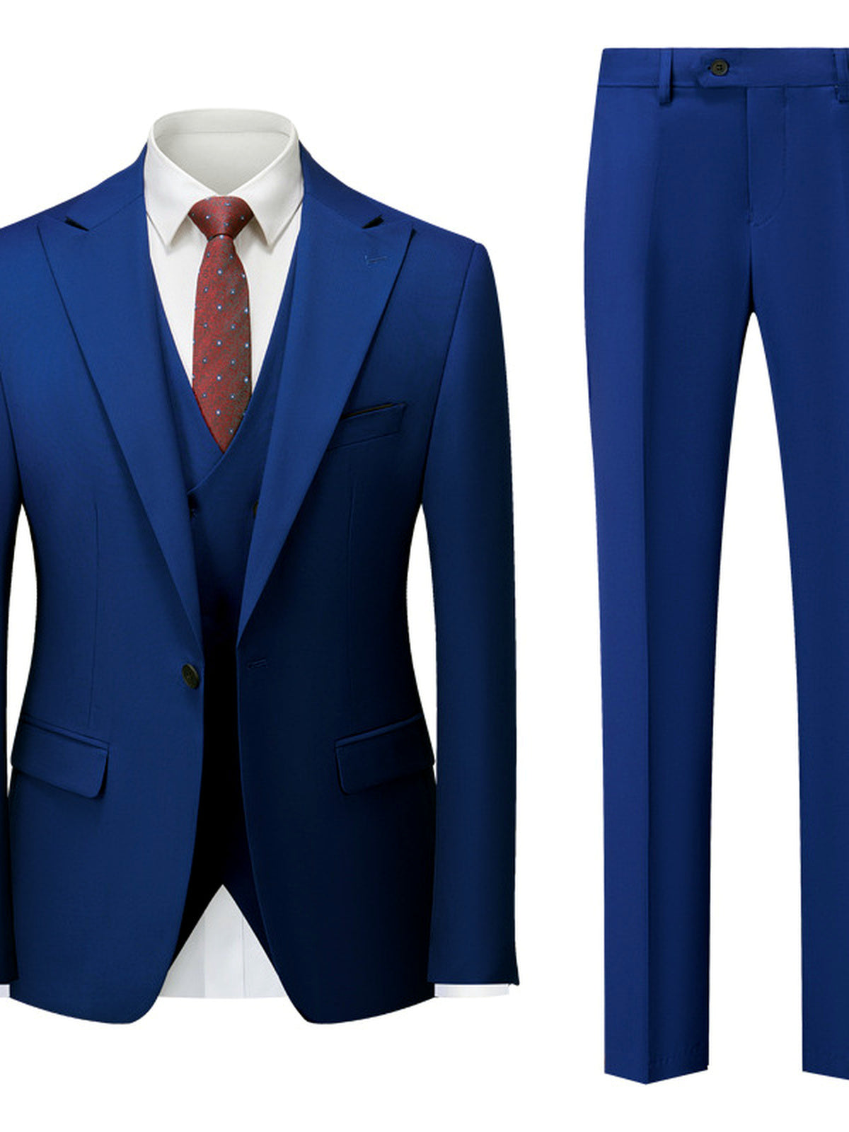 Men's Lightweight Business Blazer and Pants Set Casual Suit Outfit in Royal Blue - product view