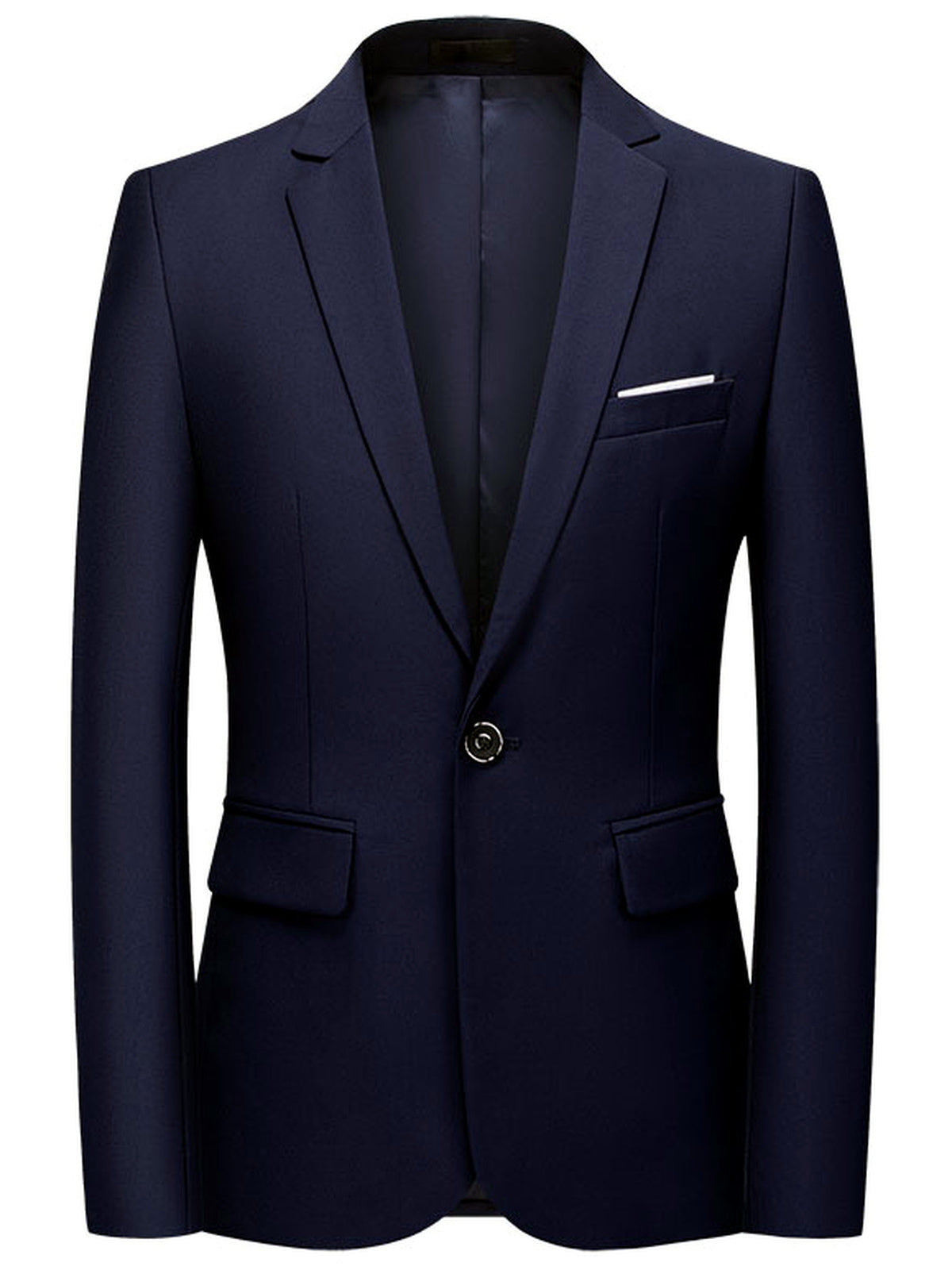 Men's Solid Color Slim Fit Long Sleeve Blazer for Everyday Smart-Casual Wear in Royal Blue - product view