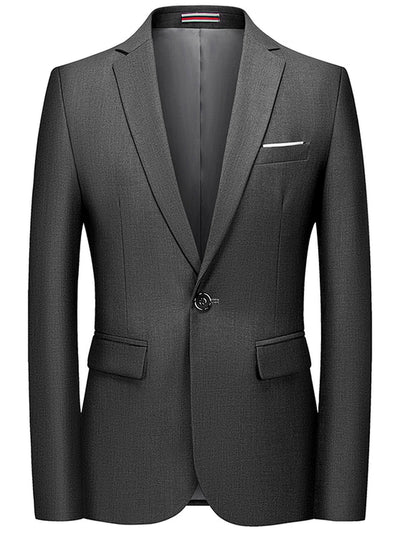 Men's Solid Color Slim Fit Long Sleeve Blazer for Everyday Smart-Casual Wear in Gray - product view