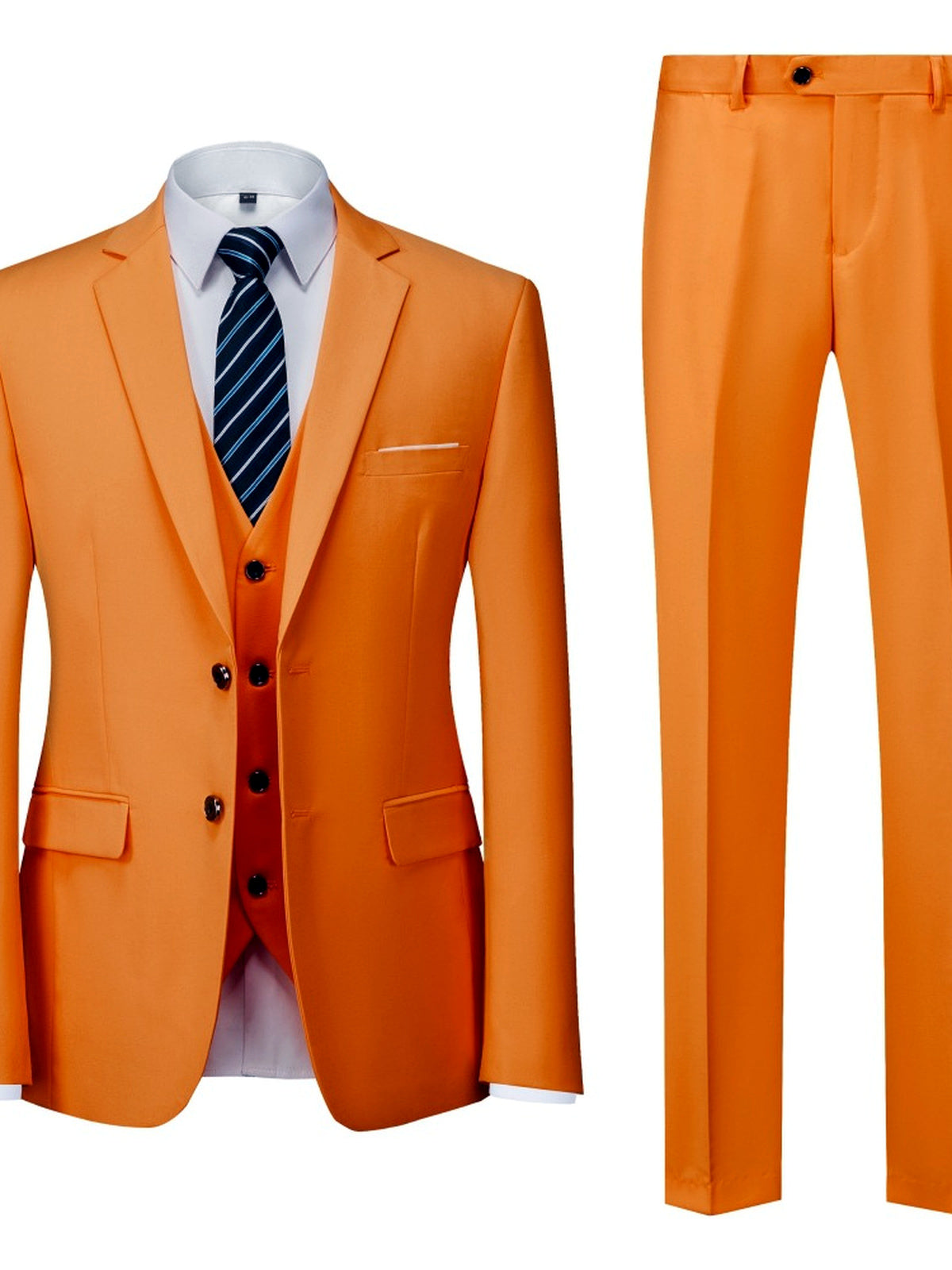 Men's Lightweight Business Blazer and Pants Set Casual Suit Outfit in Orange - product view
