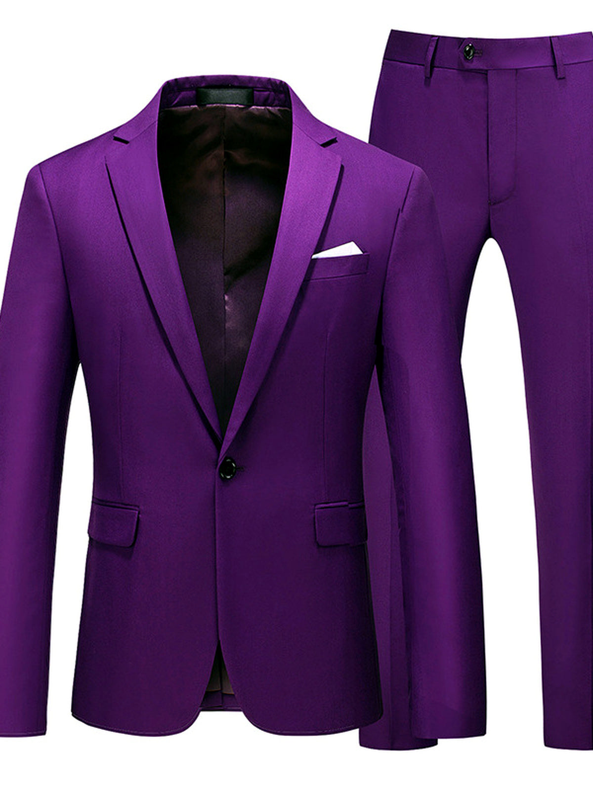 Men's Lightweight Business Blazer and Pants Set Casual Suit Outfit in Purple - product view