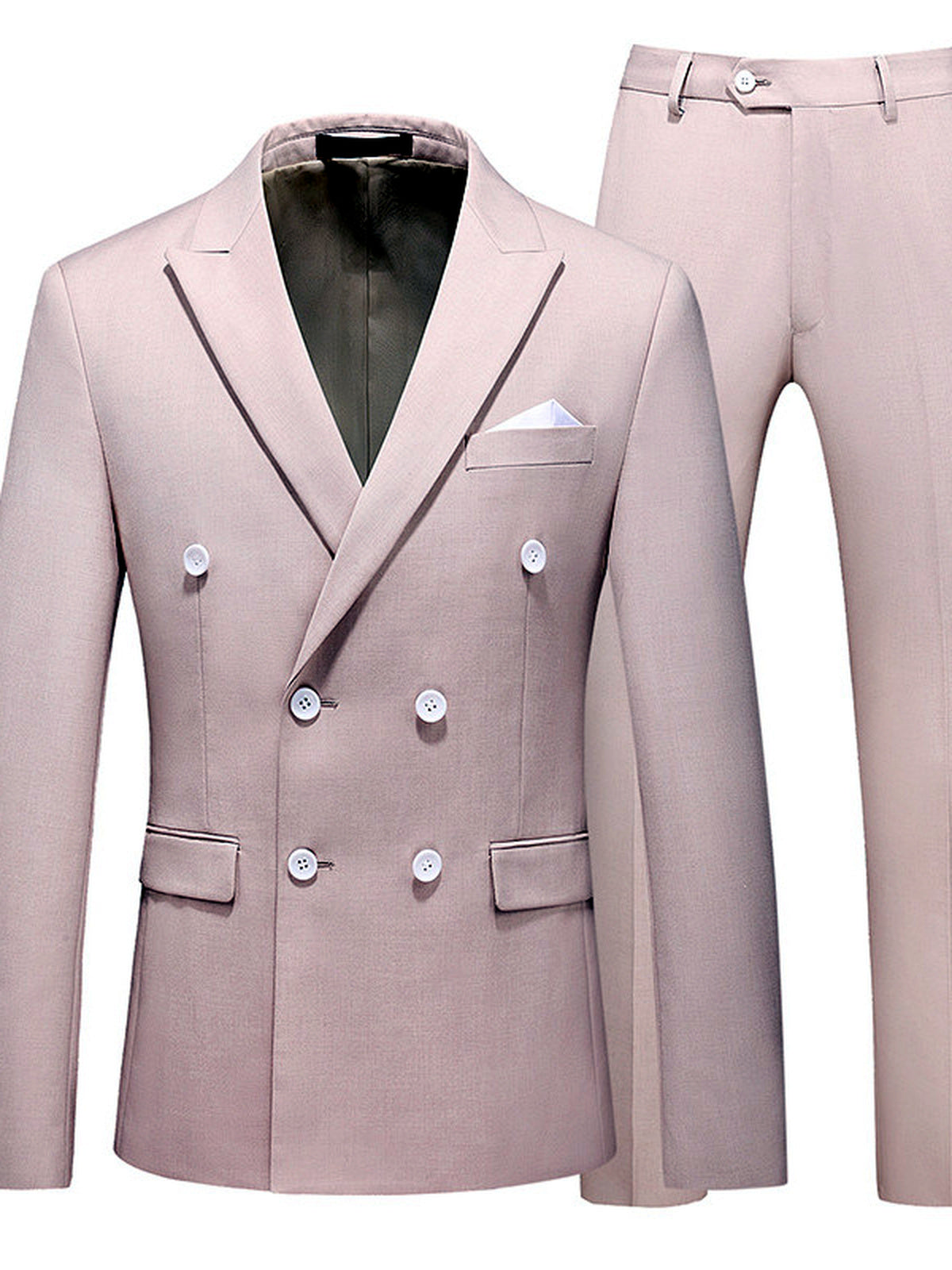 Men's Lightweight Business Blazer and Pants Set Casual Suit Outfit in Apricot - product view