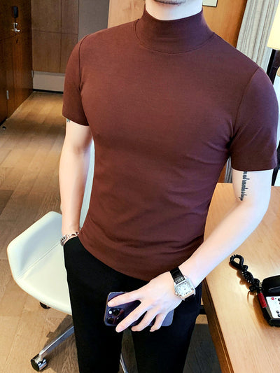 Men's Quick-Dry Henley Short Sleeve T-Shirt in Coffee Brown - product view