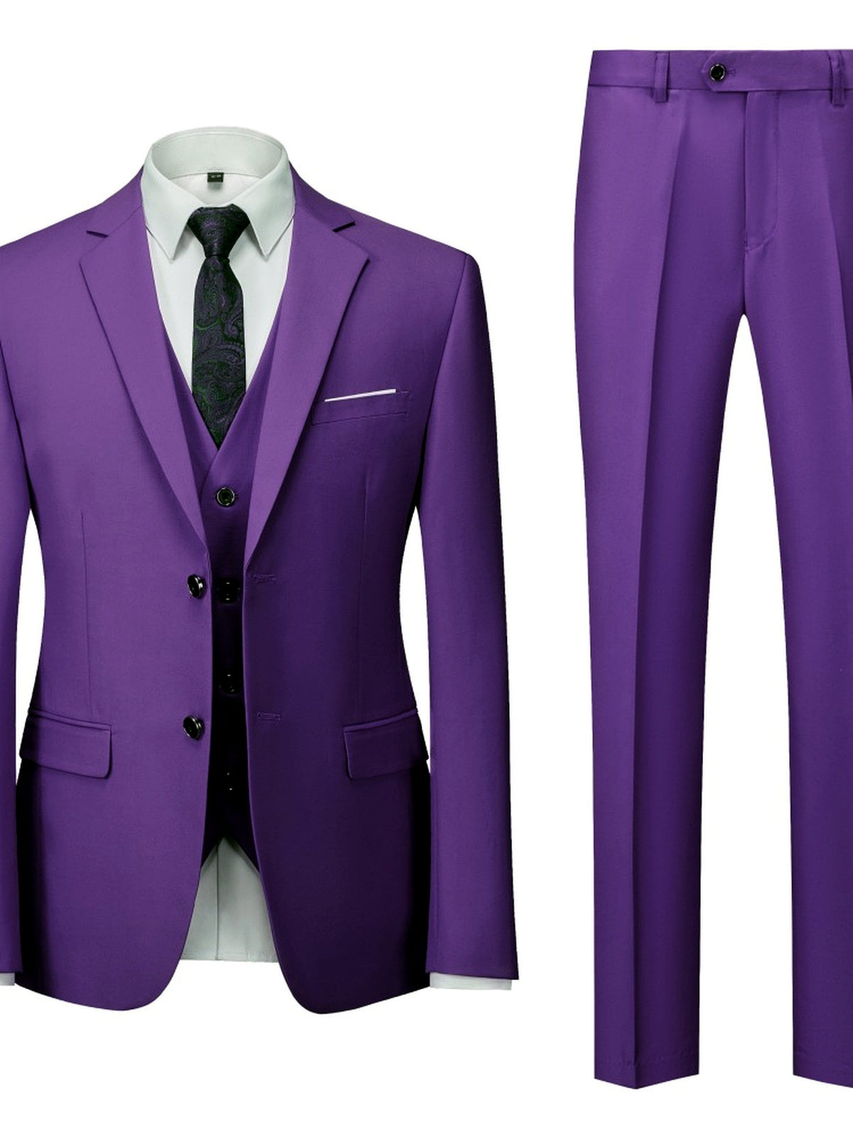 Men's Lightweight Business Blazer and Pants Set Casual Suit Outfit in Purple - product view