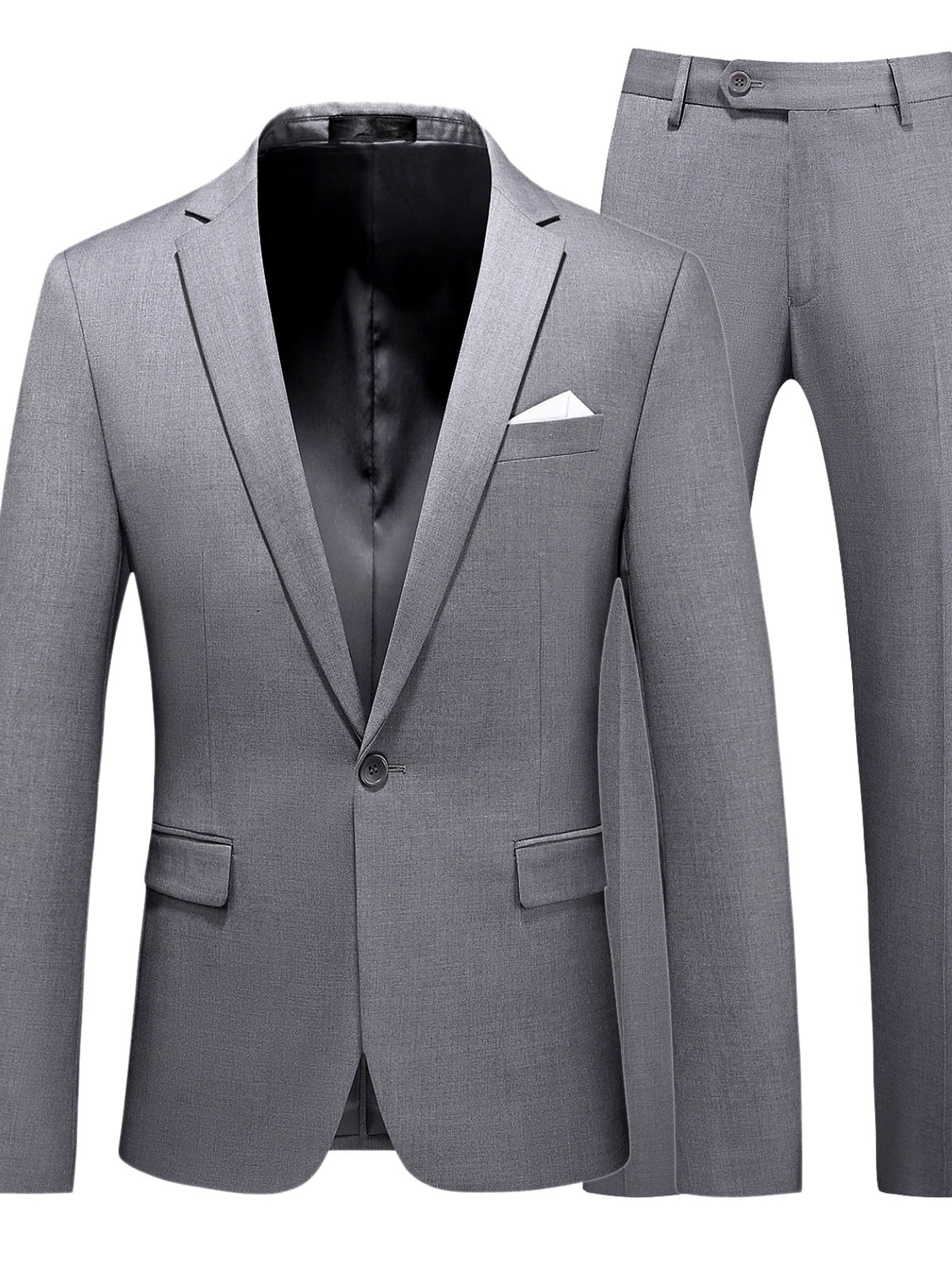 Men's Lightweight Business Blazer and Pants Set Casual Suit Outfit in Gray - product view