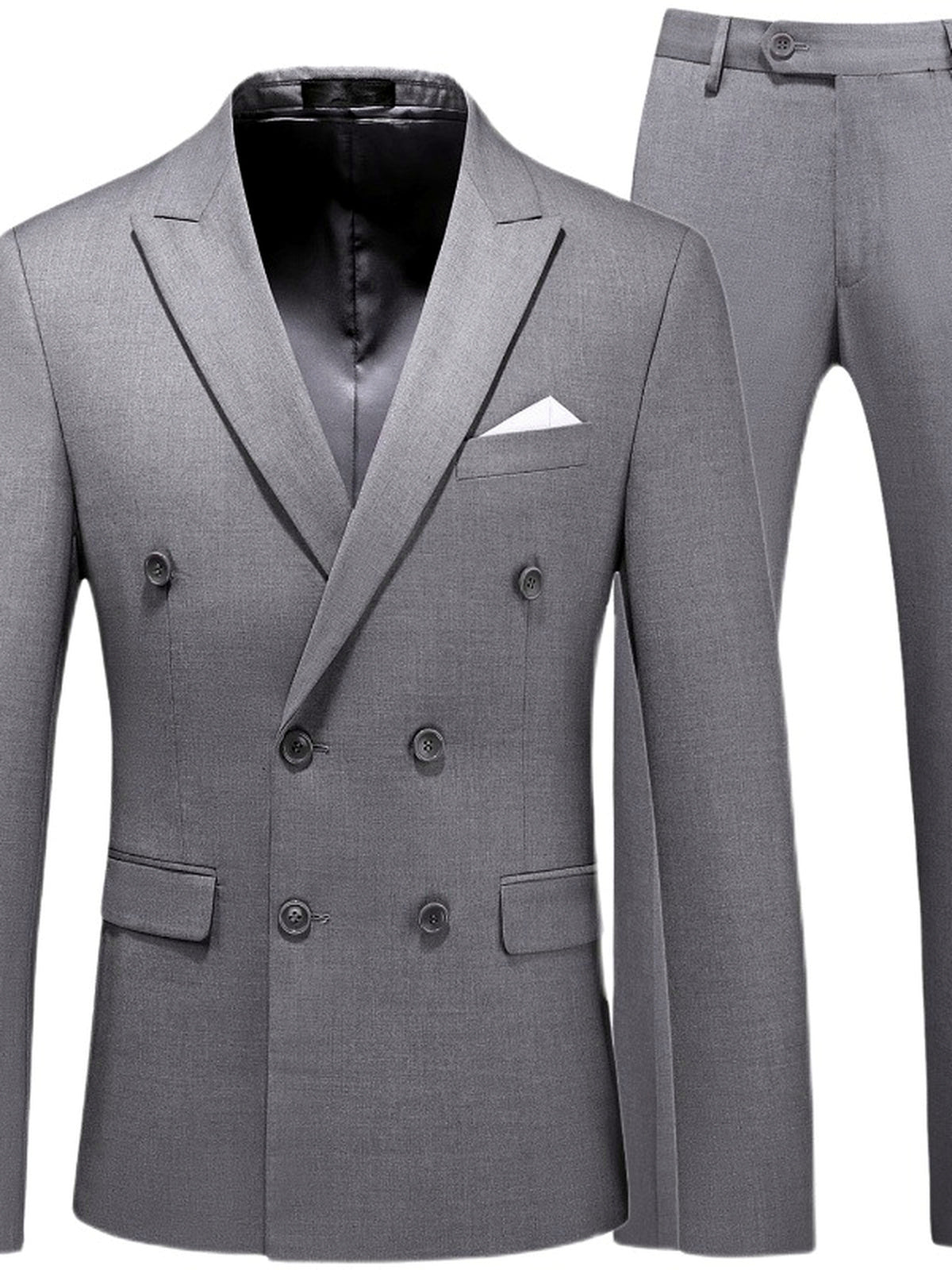 Men's Lightweight Business Blazer and Pants Set Casual Suit Outfit in Gray - product view