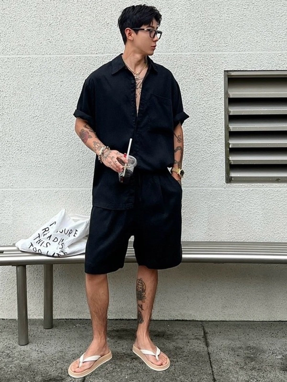 Men's Lyocell Cotton Casual Bermuda Shorts Elastic Waist Summer Shorts product image