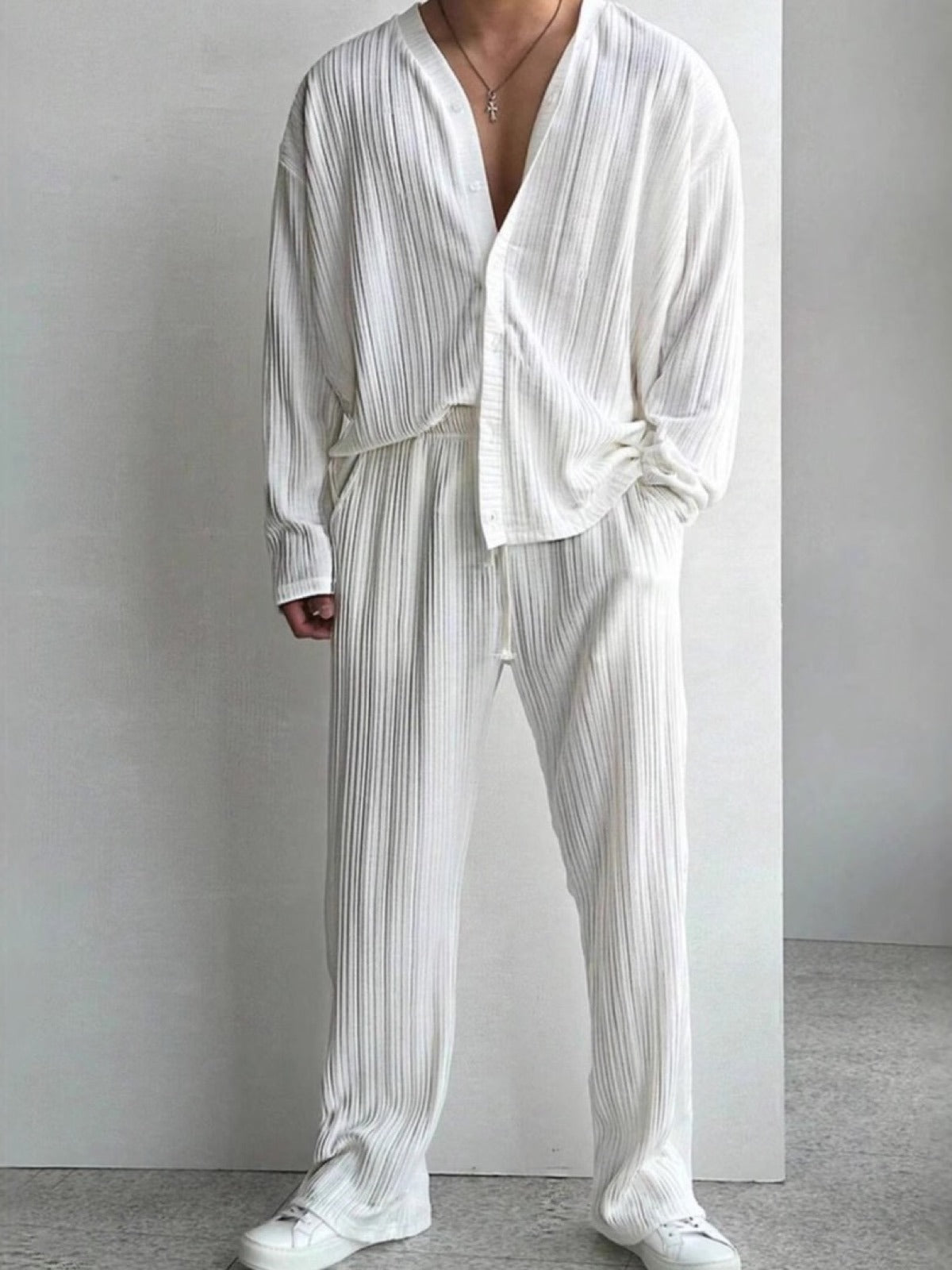Men's Linen Blend Summer Shirt and Pants Set product image