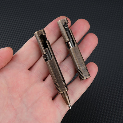 Brass retro mini bolt action pen - Writing tool. Golf scorecard pen. EDC, pocket carry. Camping kit gift.