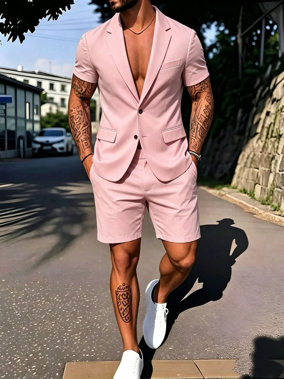 Men's Lightweight Business Blazer and Pants Set Casual Summer Suit Outfit product image
