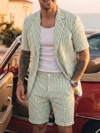Men's Lightweight Business Blazer and Pants Set Casual Summer Suit Outfit product image