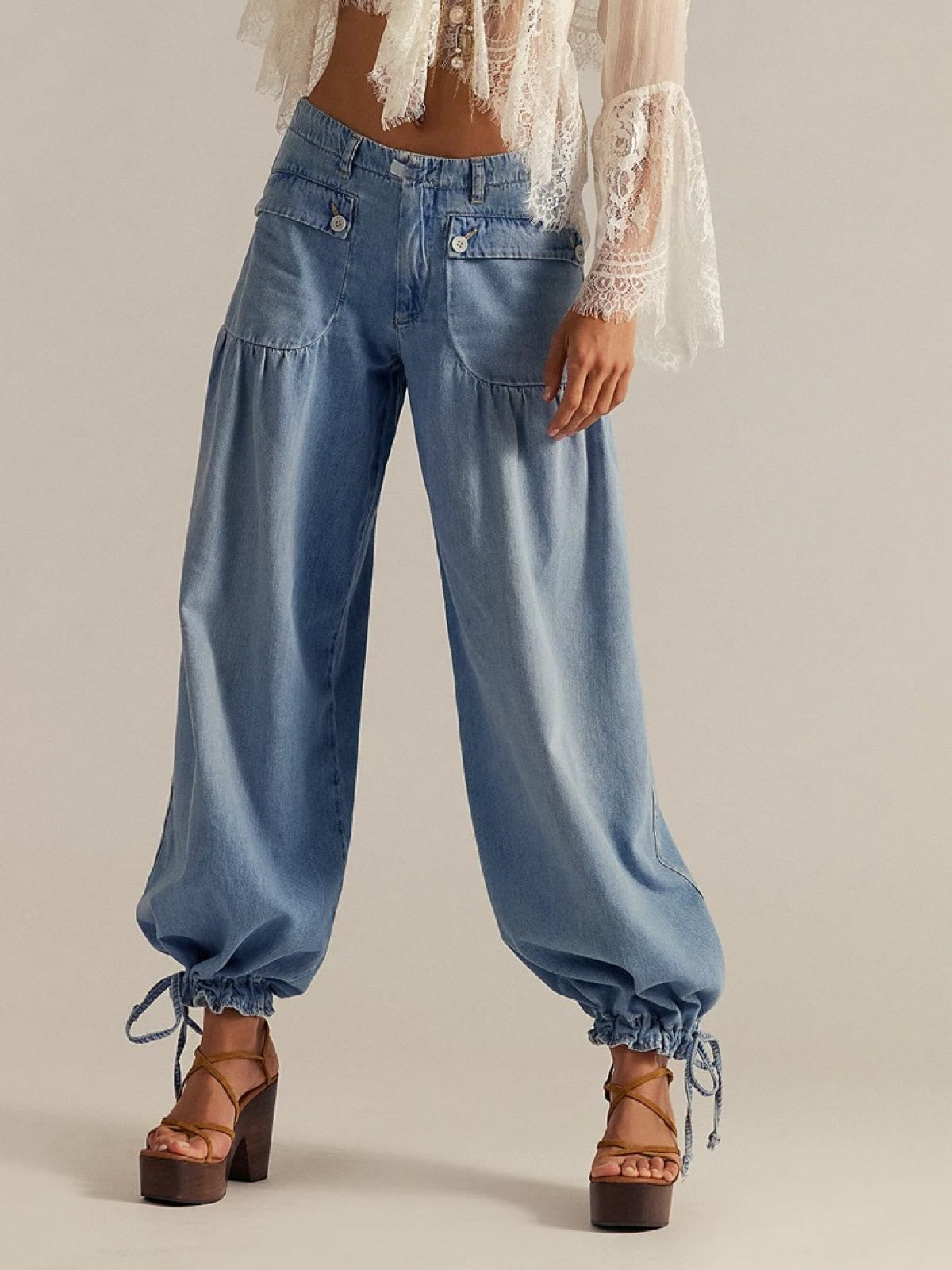 Women's Washed Straight Leg Jeans Mid Rise Loose Denim Pants product image