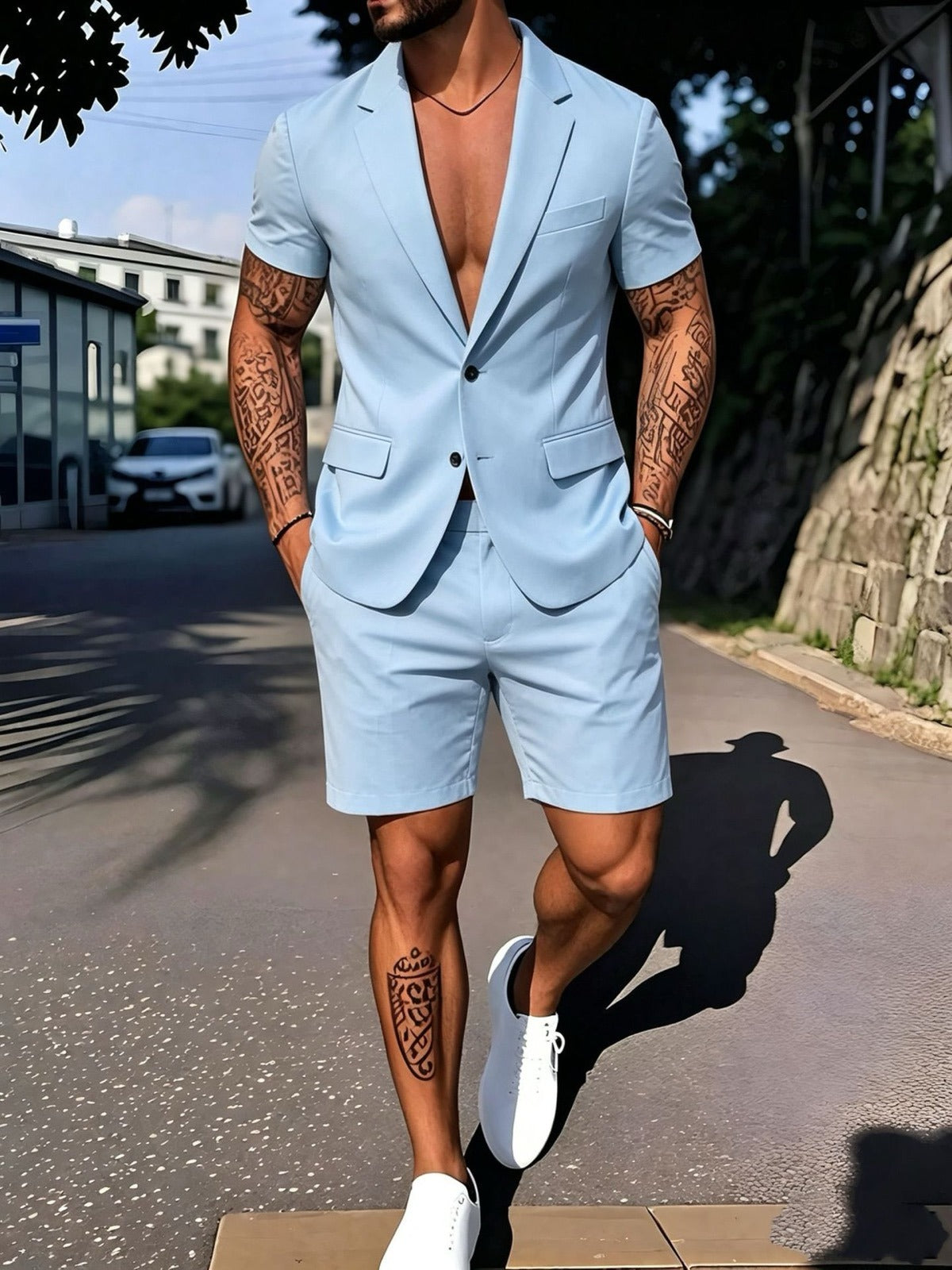 Men's Lightweight Business Blazer and Pants Set Casual Summer Suit Outfit product image