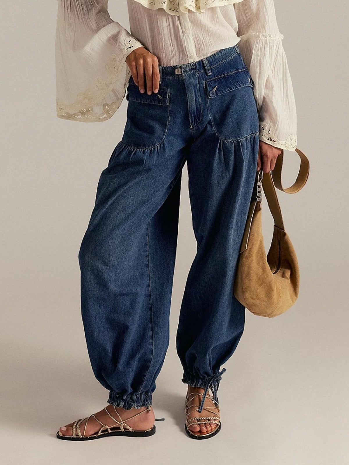 Women's Washed Straight Leg Jeans Mid Rise Loose Denim Pants product image