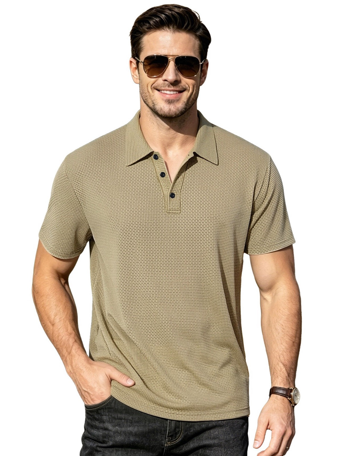 Men's Quick-Dry Henley Short Sleeve T-Shirt product image