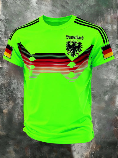 Men's Fashion German Football Team Fan Print Crew Neck T-Shirt