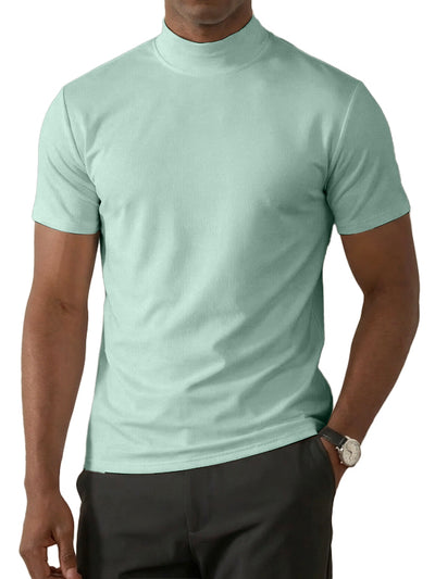 Men's High-Neck Slim Fit Casual Short-Sleeve T-Shirt