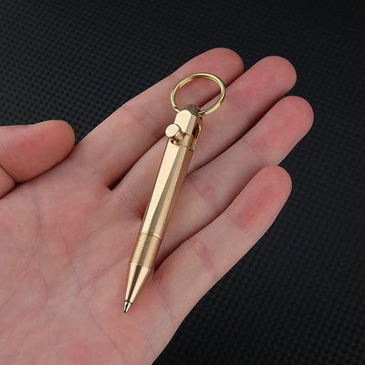 Brass retro mini bolt action pen - Writing tool. Golf scorecard pen. EDC, pocket carry. Camping kit gift.