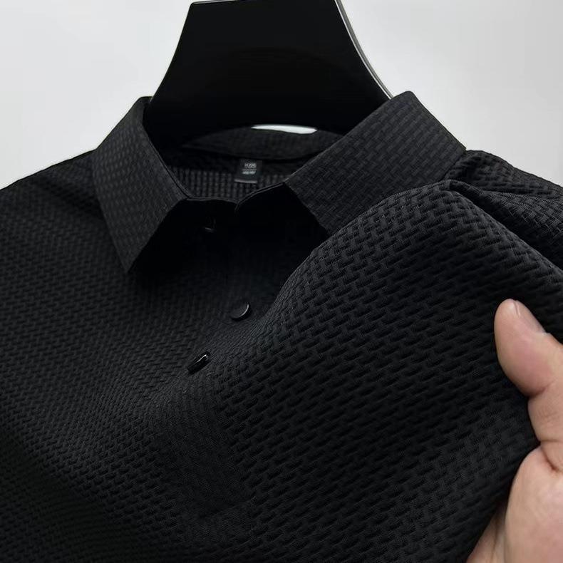 Men's Daily Breathable Button Short Sleeve Solid Polo Shirt
