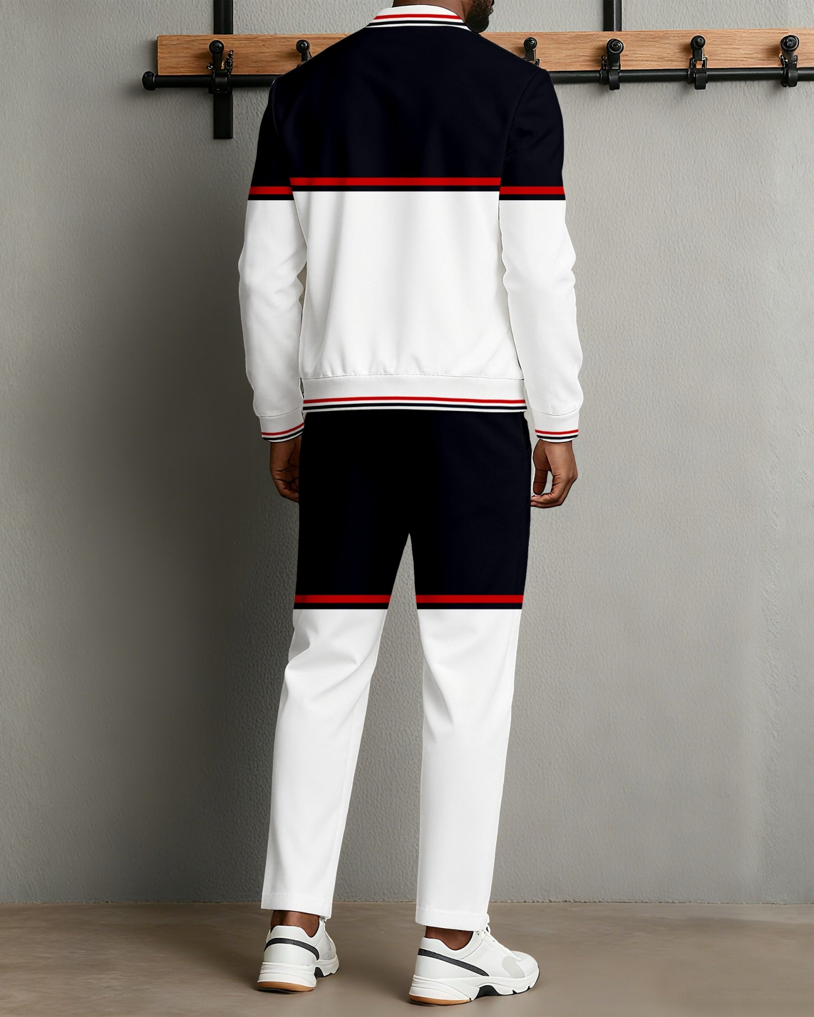 Men's Minimalist Color-Block Jacket Sports Jogging Set 18