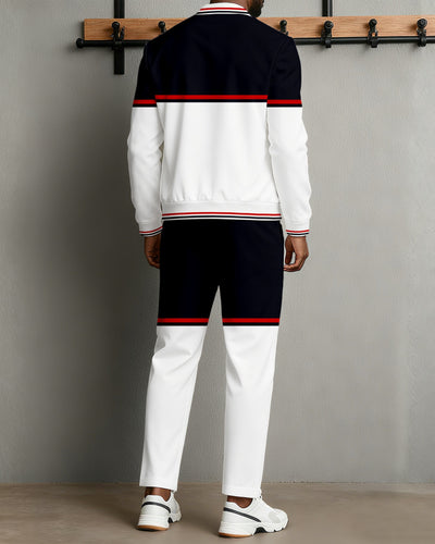 Men's Minimalist Color-Block Jacket Sports Jogging Set 18