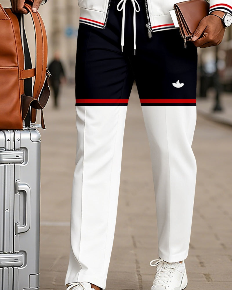 Men's Minimalist Color-Block Jacket Sports Jogging Set 18