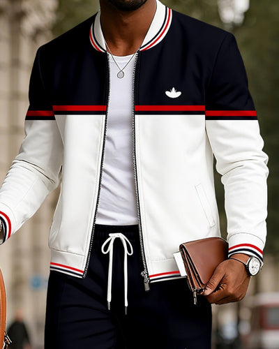 Men's Minimalist Color-Block Jacket Sports Jogging Set 18