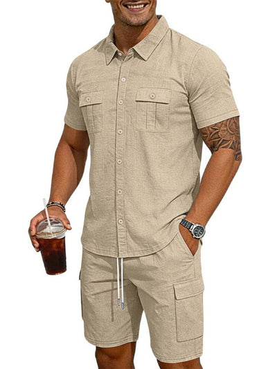 Men's Lyocell Cotton Casual Bermuda Shorts Elastic Waist Summer Shorts product image