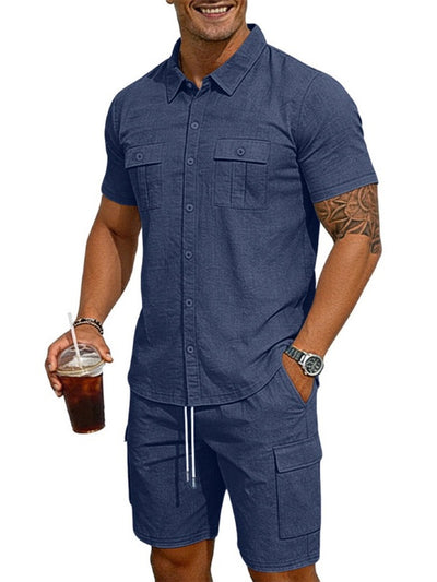 Men's Lyocell Cotton Casual Bermuda Shorts Elastic Waist Summer Shorts product image