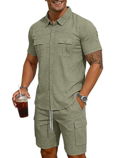 Men's Lyocell Cotton Casual Bermuda Shorts Elastic Waist Summer Shorts product image