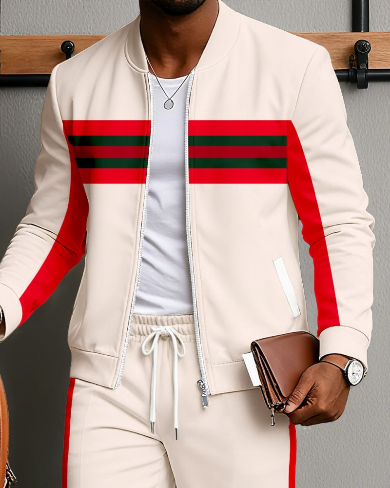 Men's Minimalist Color-Block Jacket Sports Jogging Set 15