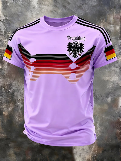 Men's Fashion German Football Team Fan Print Crew Neck T-Shirt