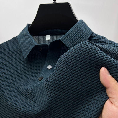 Men's Daily Breathable Button Short Sleeve Solid Polo Shirt
