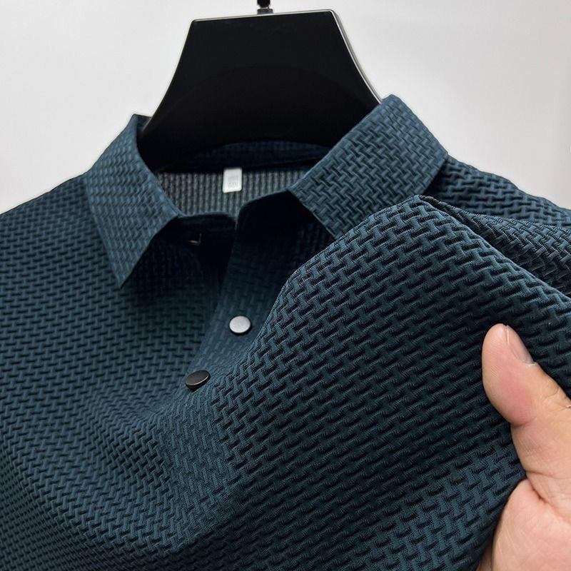 Men's Daily Breathable Button Short Sleeve Solid Polo Shirt