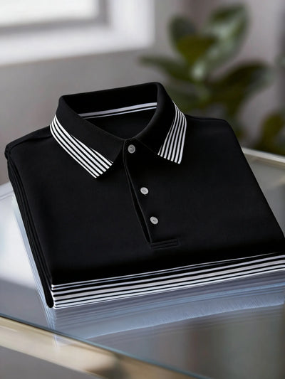 Men's Business Casual Button Short Sleeve Polo Shirt