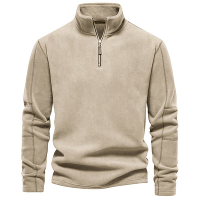 Men's Stand Collar Zip Long Sleeve Polar Fleece Sweatshirt