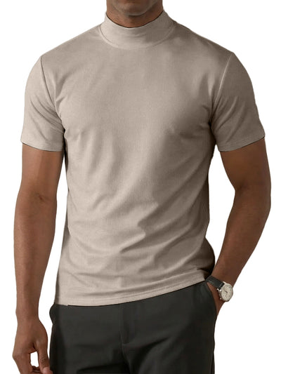 Men's High-Neck Slim Fit Casual Short-Sleeve T-Shirt