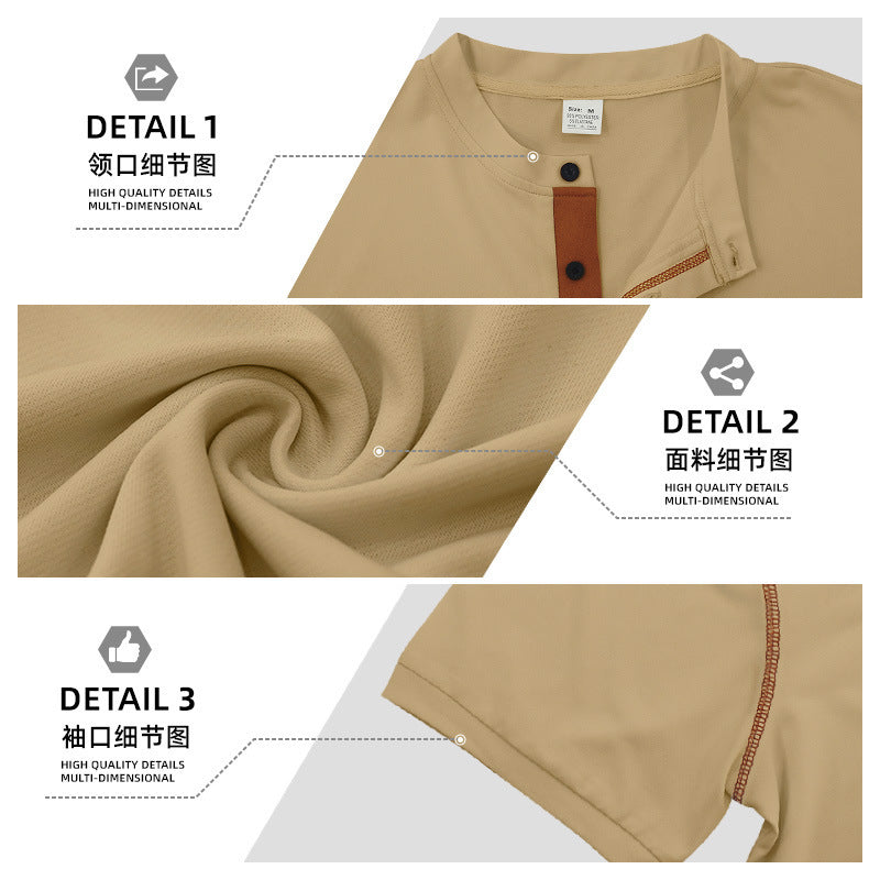 Men's Quick-Dry Henley Short Sleeve T-Shirt product image