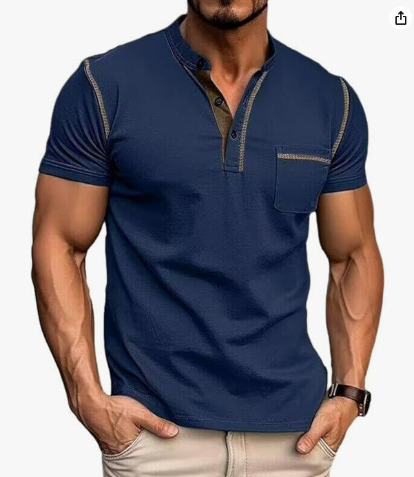 Men's Quick-Dry Henley Short Sleeve T-Shirt product image