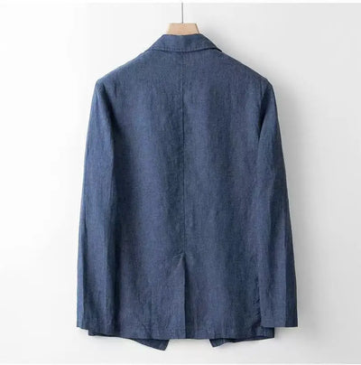 Spring Summer Men Suit Fashion Men Cotton Linen Two-piece Set Blazer Jacket + Pants Casual Business Thin Clothing Breathable