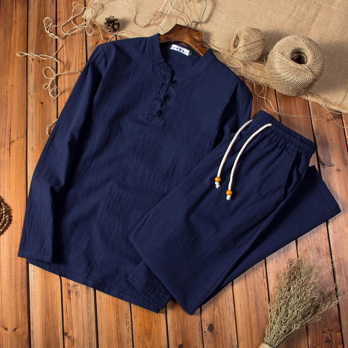 New Men's Chinese Traditional Clothing Breathable Cotton Linen 2PCS Sets Loose Casual Suit Men Tai Chi Kung Fu Costume Tang Suit