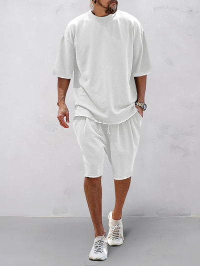 Casual Loose Fit Solid Sports Sets