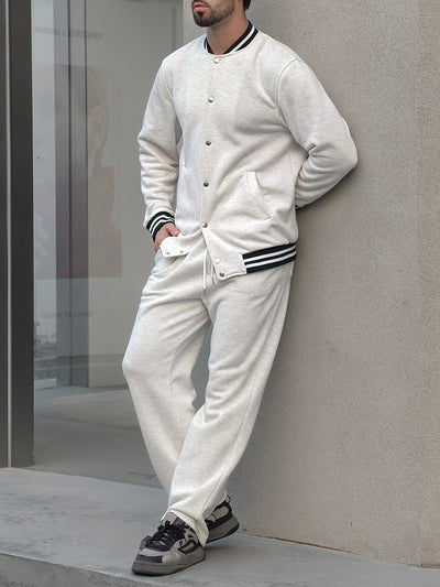 Classic Striped Trim Jacket Pants Set