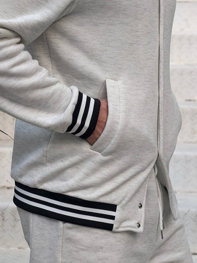 Classic Striped Trim Jacket Pants Set