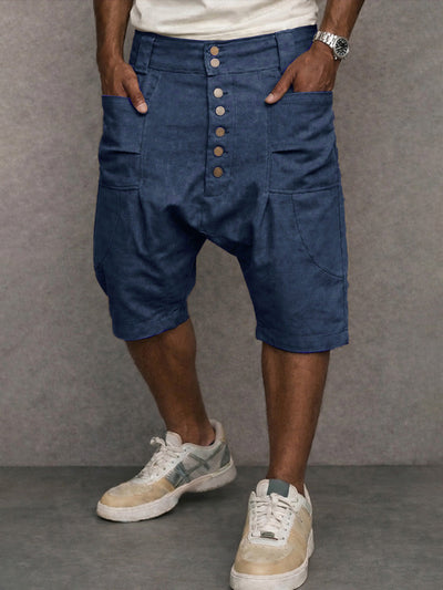 Casual 100% Cotton Drop Crotch Harem Shorts