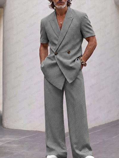 Vintage Smart Casual Plaid Matching Set