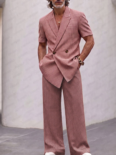 Vintage Smart Casual Plaid Matching Set