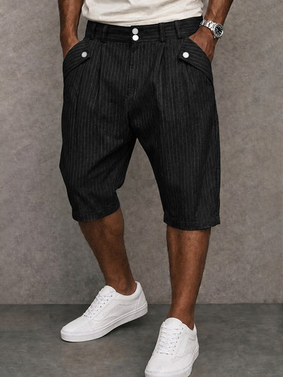 Modern Commuter Button Accent Suit Shorts
