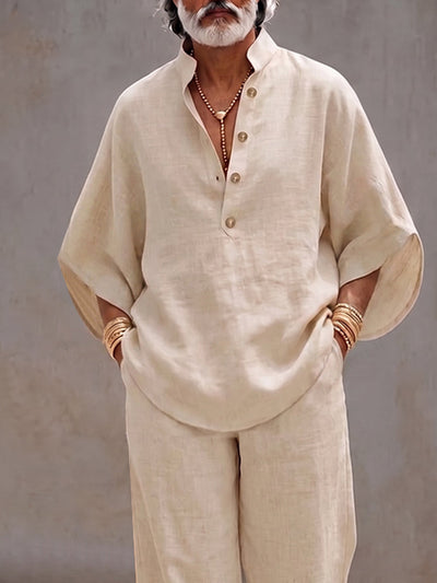 Minimalist 100% Cotton Batwing Sleeve Top and Pants Set